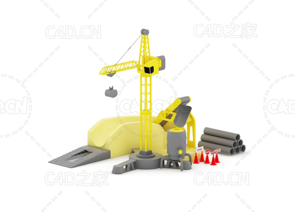 吊车玩具C4D模型 - C4D之家 - 08.jpg