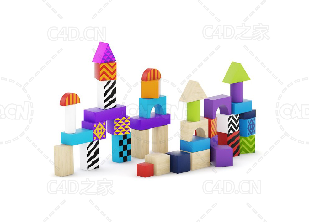 儿童积木房子婴幼儿益智玩具C4D模型 - C4D之家 - 03.jpg