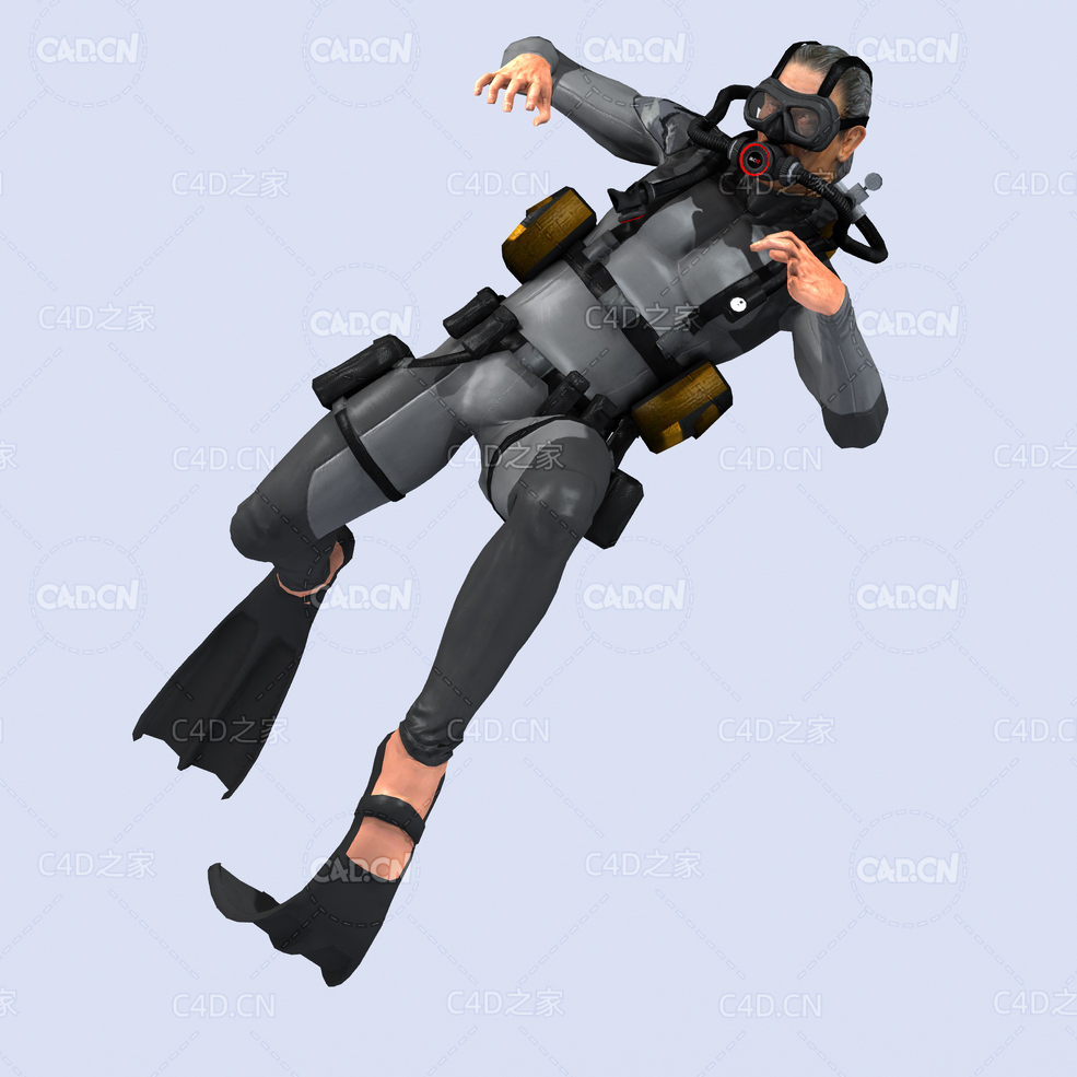 潜水员遇到危险手忙脚乱姿势动画深海潜水蛙人C4D模型DiverHunter-death lost arms - C4D之家 - death-lost-arms.jpg
