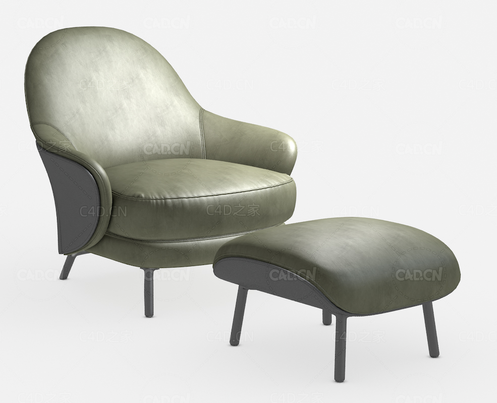 意大利现代家具扶手椅脚凳C4D模型Angie Armchair Footstool by Minotti - C4D之家 - Angie_armchair.jpg