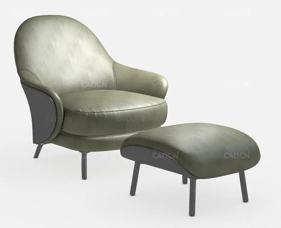 意大利现代家具扶手椅脚凳C4D模型Angie Armchair Footstool by Minotti - C4D之家 - Angie_armchair.jpg