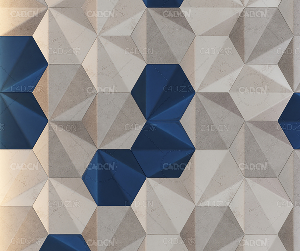 六边形蜂窝图形背景墙图案三维模型Space - C4D之家 - 2612981.5dd2c7a02c3e3.jpg