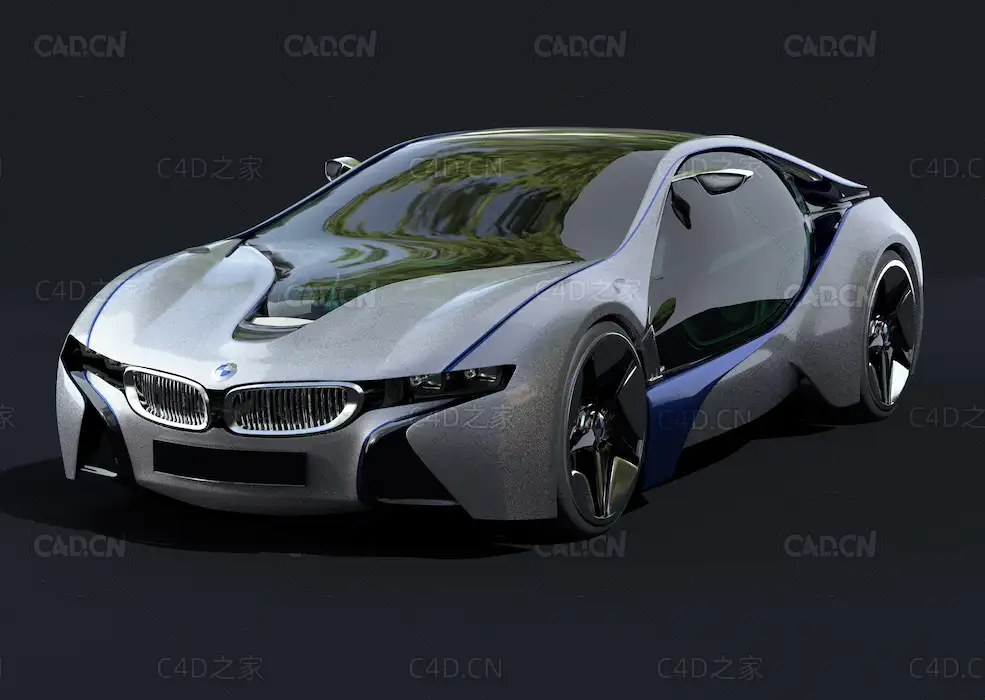 宝马i8混合动力双门超级跑车C4D模型