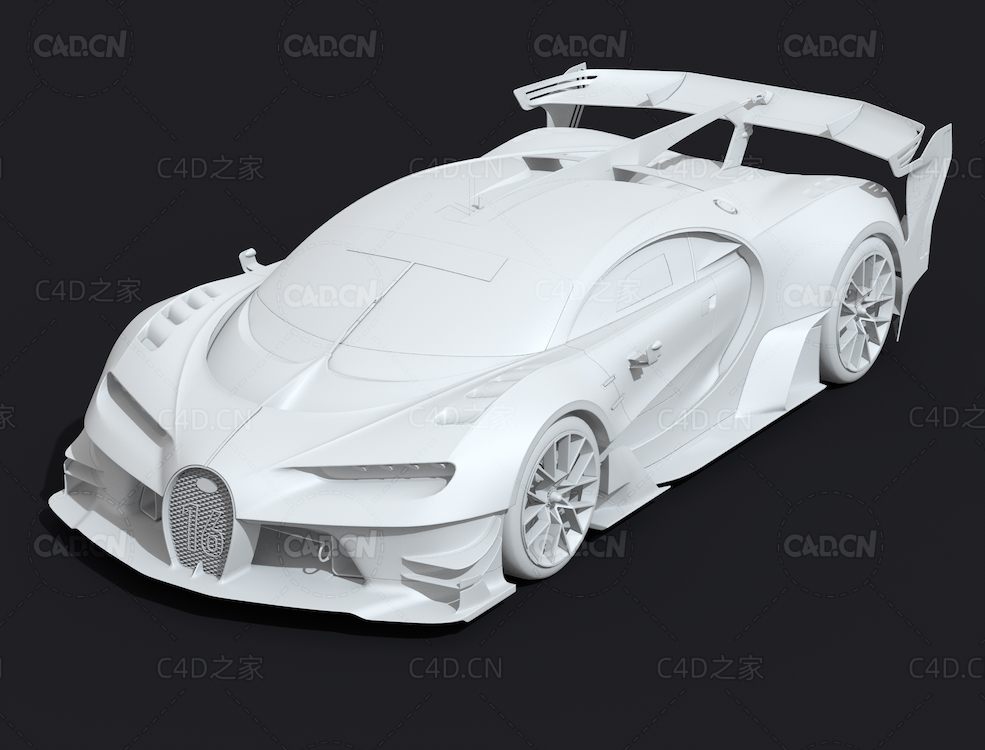 布加迪跑车C4D白模Bugatti