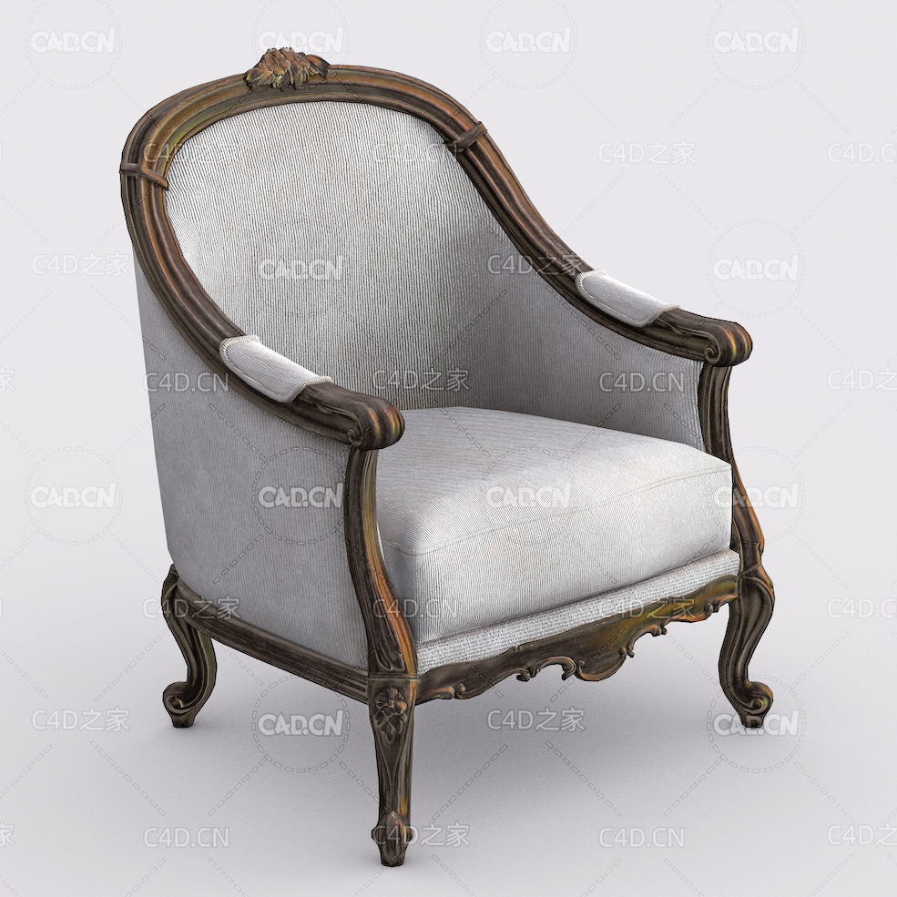 欧式家具扶手椅单人沙发椅C4D模型ArmChair - C4D之家 - untitled.jpg