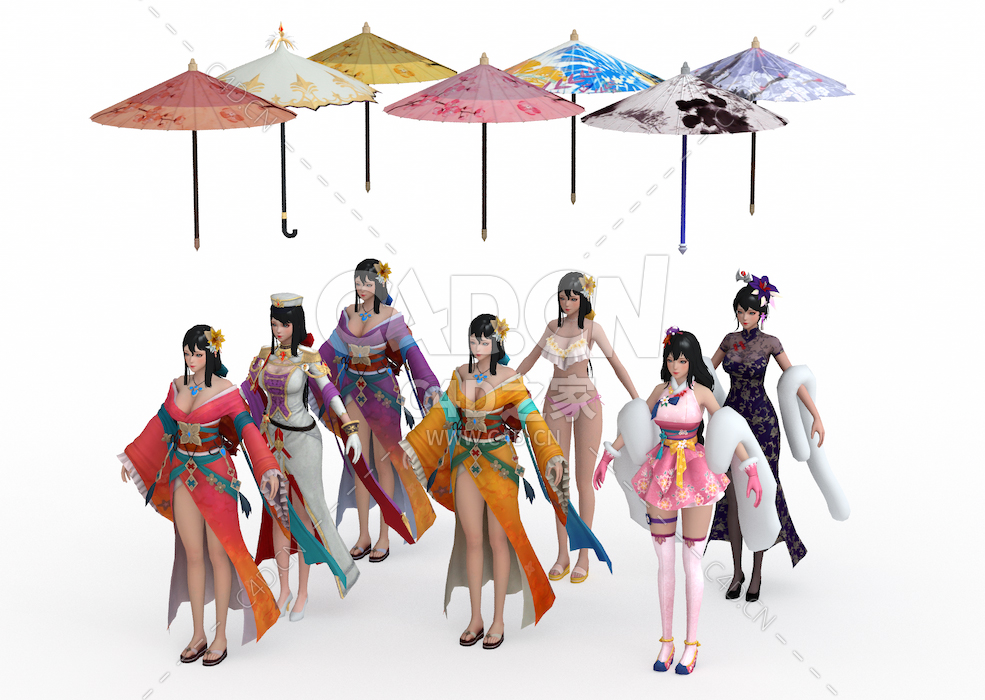 7个日系风打伞的动漫少女卡通人物角色Haru - C4D之家 - Haru_v1.jpg