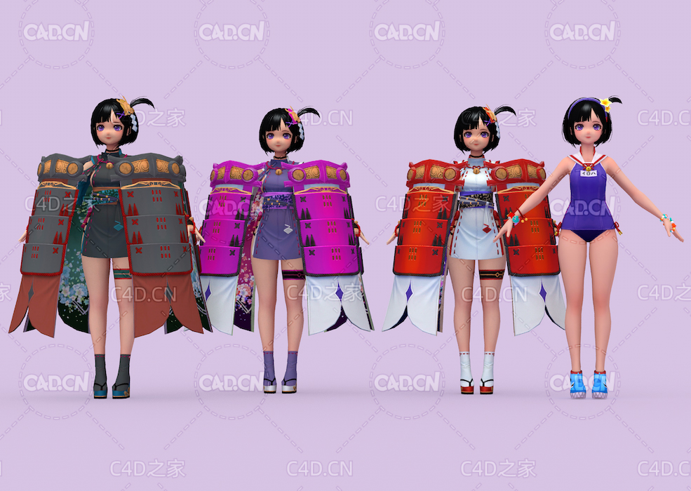 4个卡通美少女人物模型Iroha - 3D Model