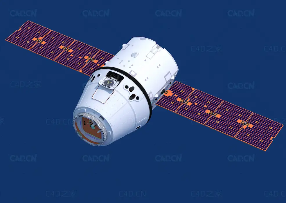 天龙号太空船太空卫星C4D模型spacex dragon