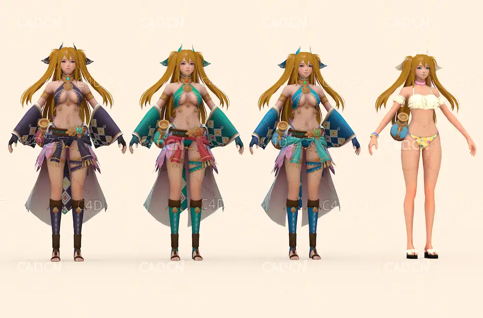 卡通动漫女孩角色人物娜里亚C4D模型 Naria 3D Model - C4D之家 - Naria_v1.jpg