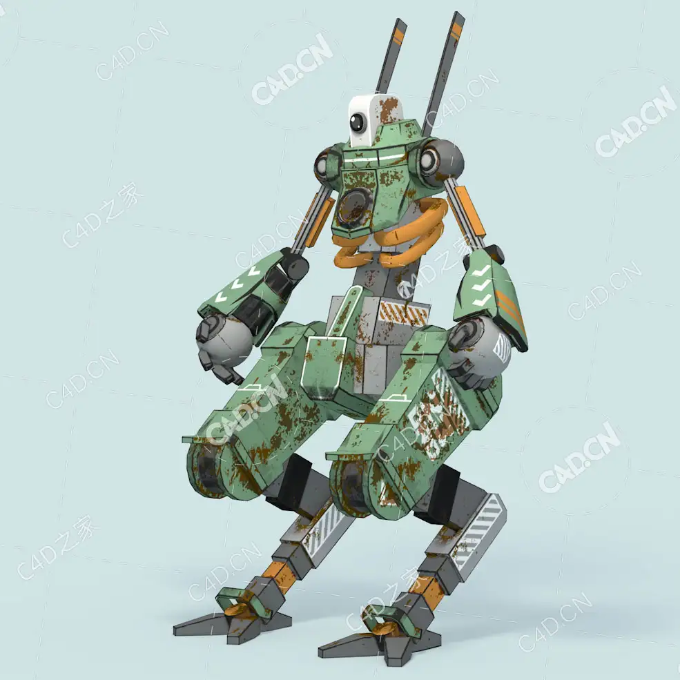 生锈卡通机器人乔治动画C4D模型George
