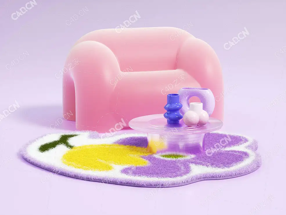 C4D+OC 10分钟学会展UV毛发3S材质渲染教程(含工程文件)