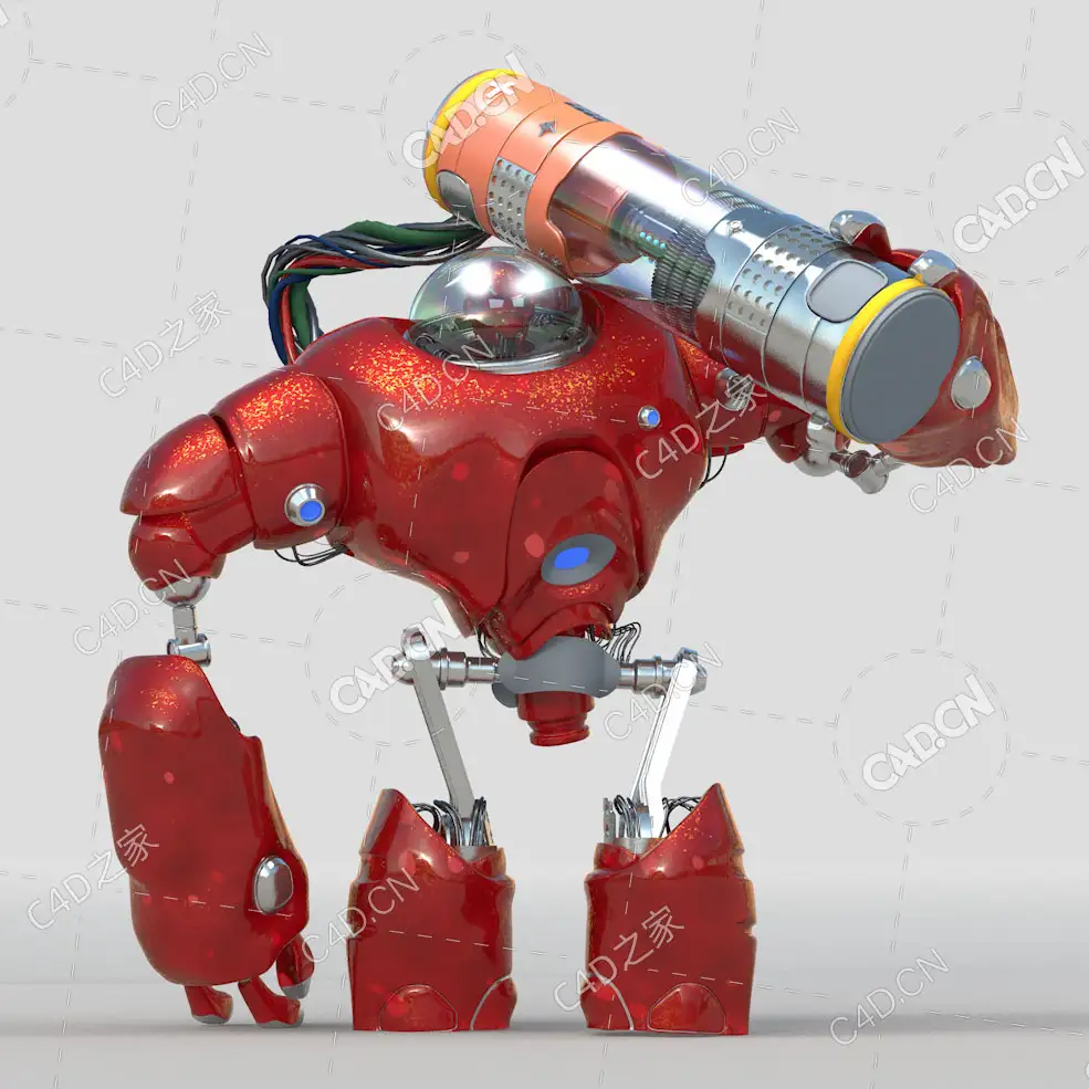 扛能量电池的机甲机器人C4D模型cookie-robot