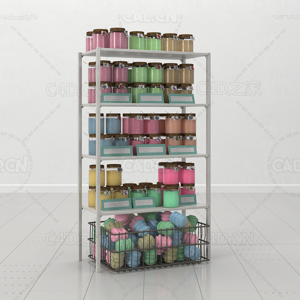 洗衣粉玻璃罐子货物架C4D模型