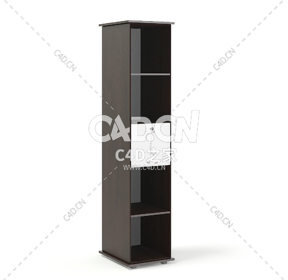 高高的深色儿童书架C4D模型下载 Tall Dark Children's Shelf