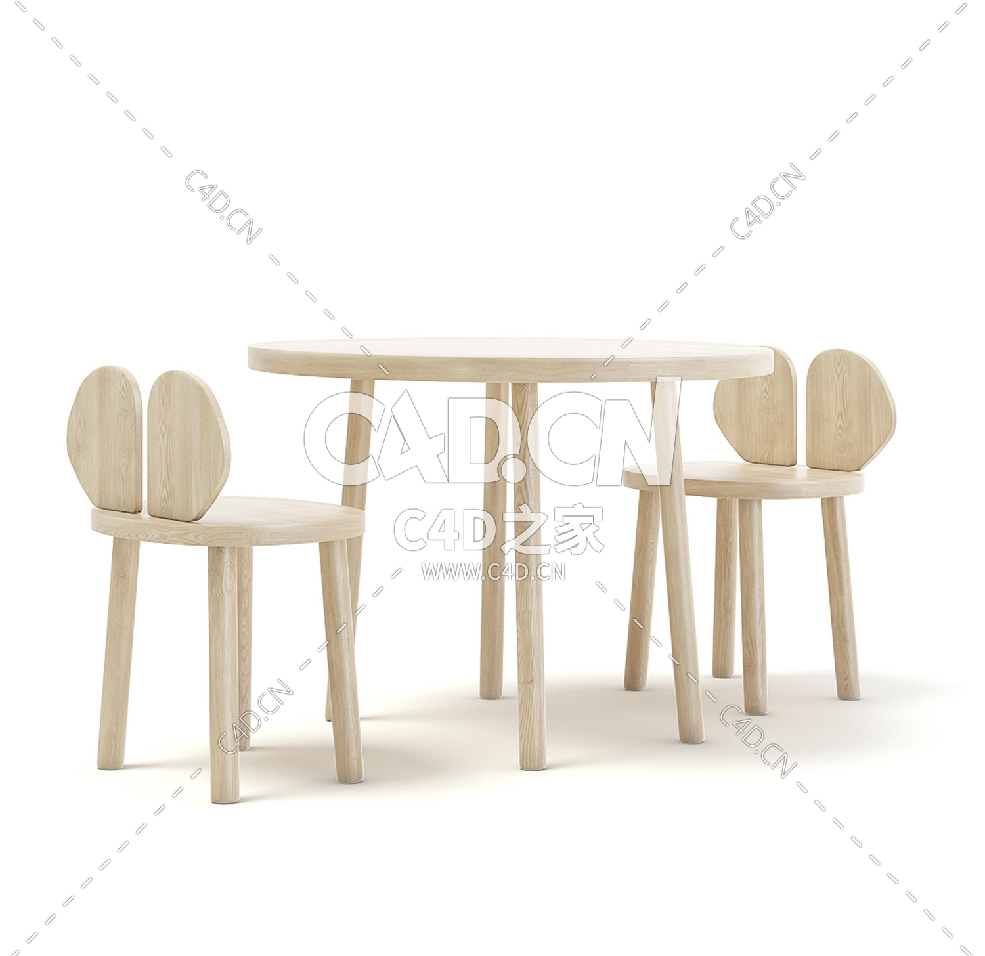 儿童桌椅C4D模型下载 Children's Table and Chairs