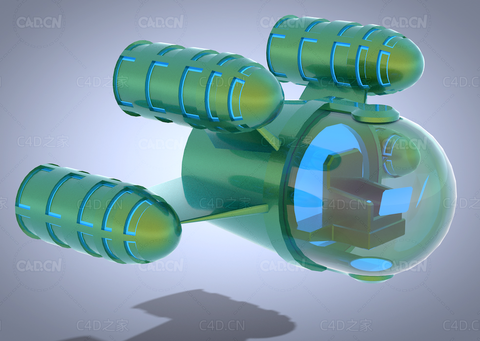 卡通宇宙飞船科幻飞行器C4D模型The Third Test Of SpaceShip