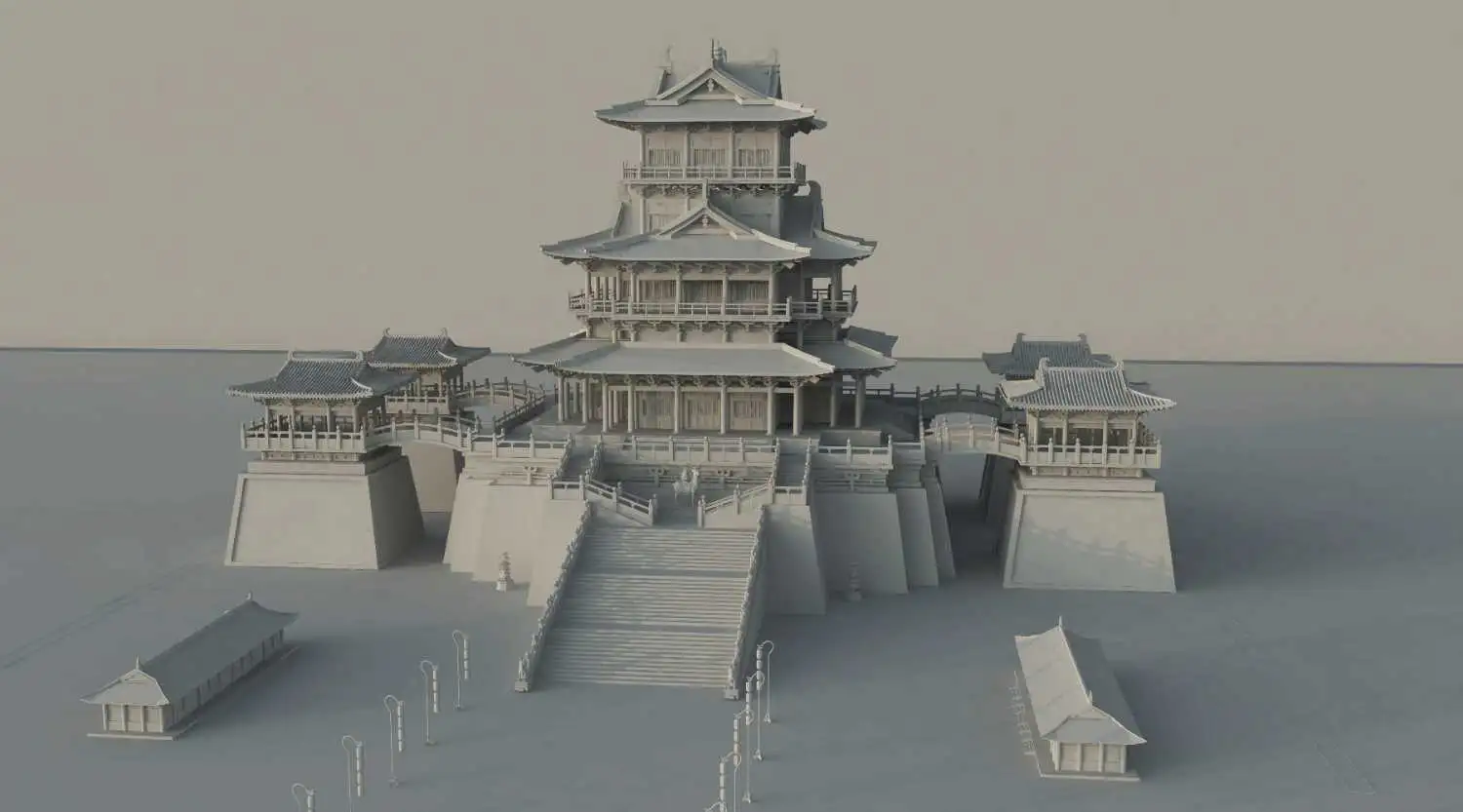 隋唐洛阳城广达楼三维建模（Cinema 4D＋VRay） - C4D之家 - 广达楼03.jpg