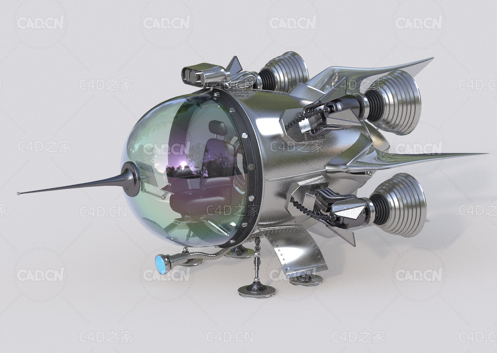 C4D火箭发射器飞船飞行器模型spaceship reddit