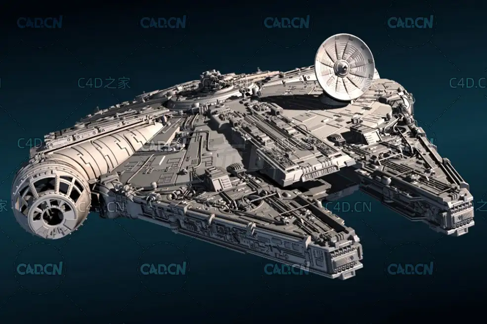 千年隼星际飞船宇航船外星战舰C4D模型millennium falcon high poly - C4D之家 - 星际飞船宇航船.jpg