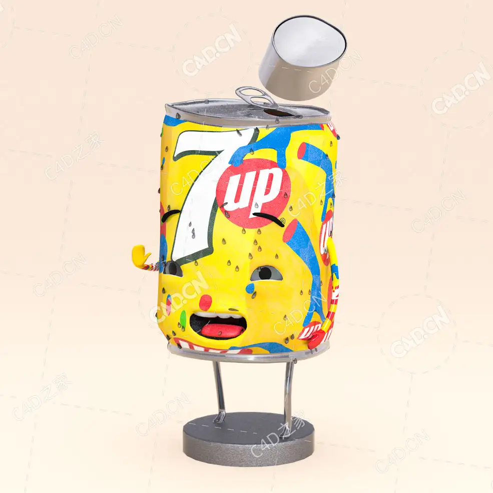 可爱的易拉罐角色绑定模型mrsoda