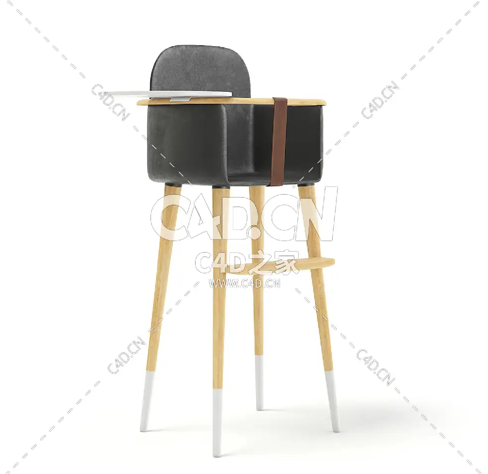 黑色座椅喂食椅C4D模型下载 Feeding Chair with Black Seat