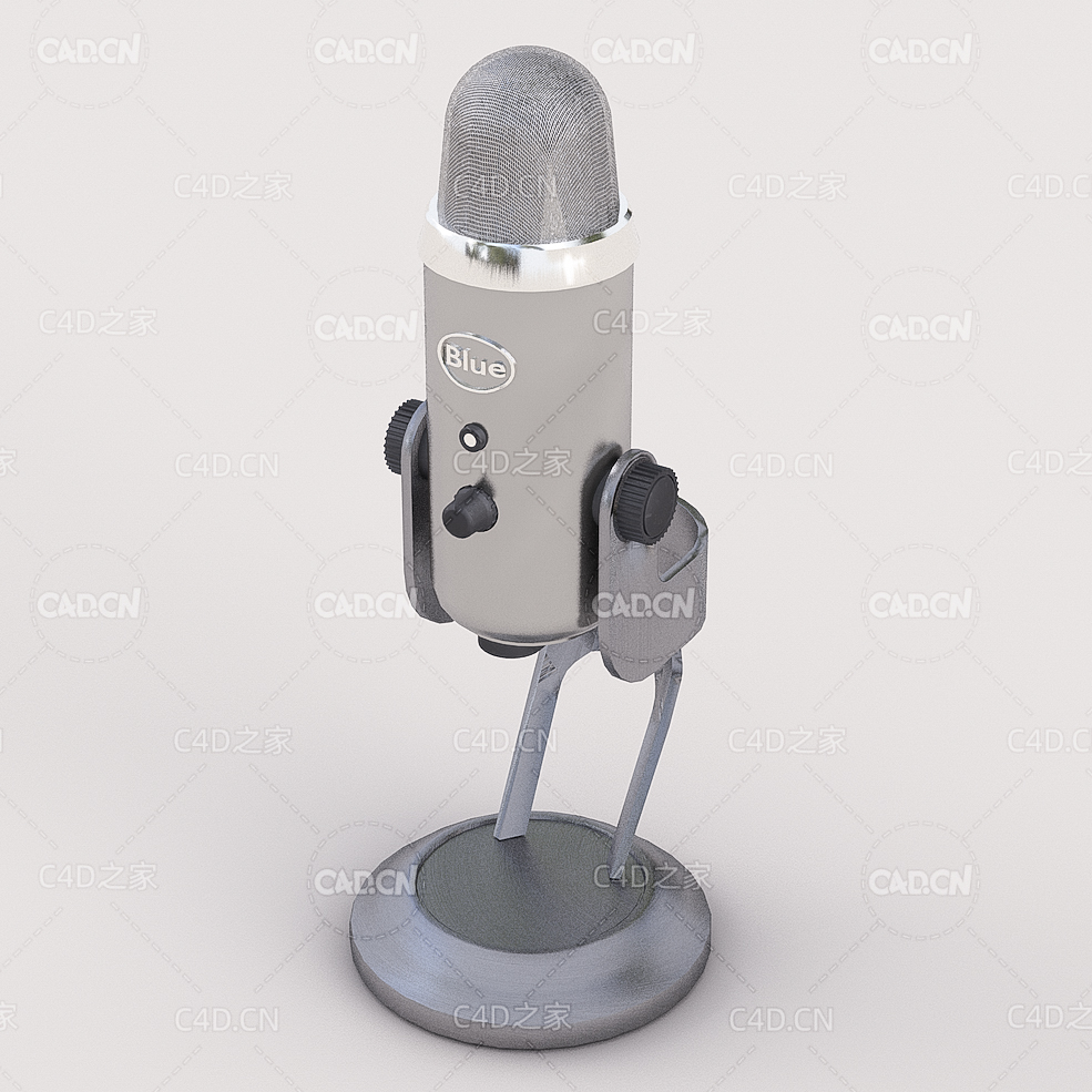 蓝色雪人麦克风C4D模型yeti blue microphone