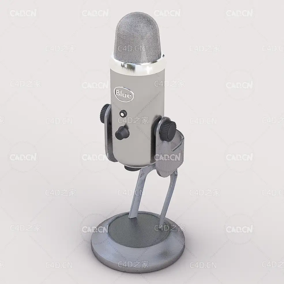 蓝色雪人麦克风C4D模型yeti blue microphone