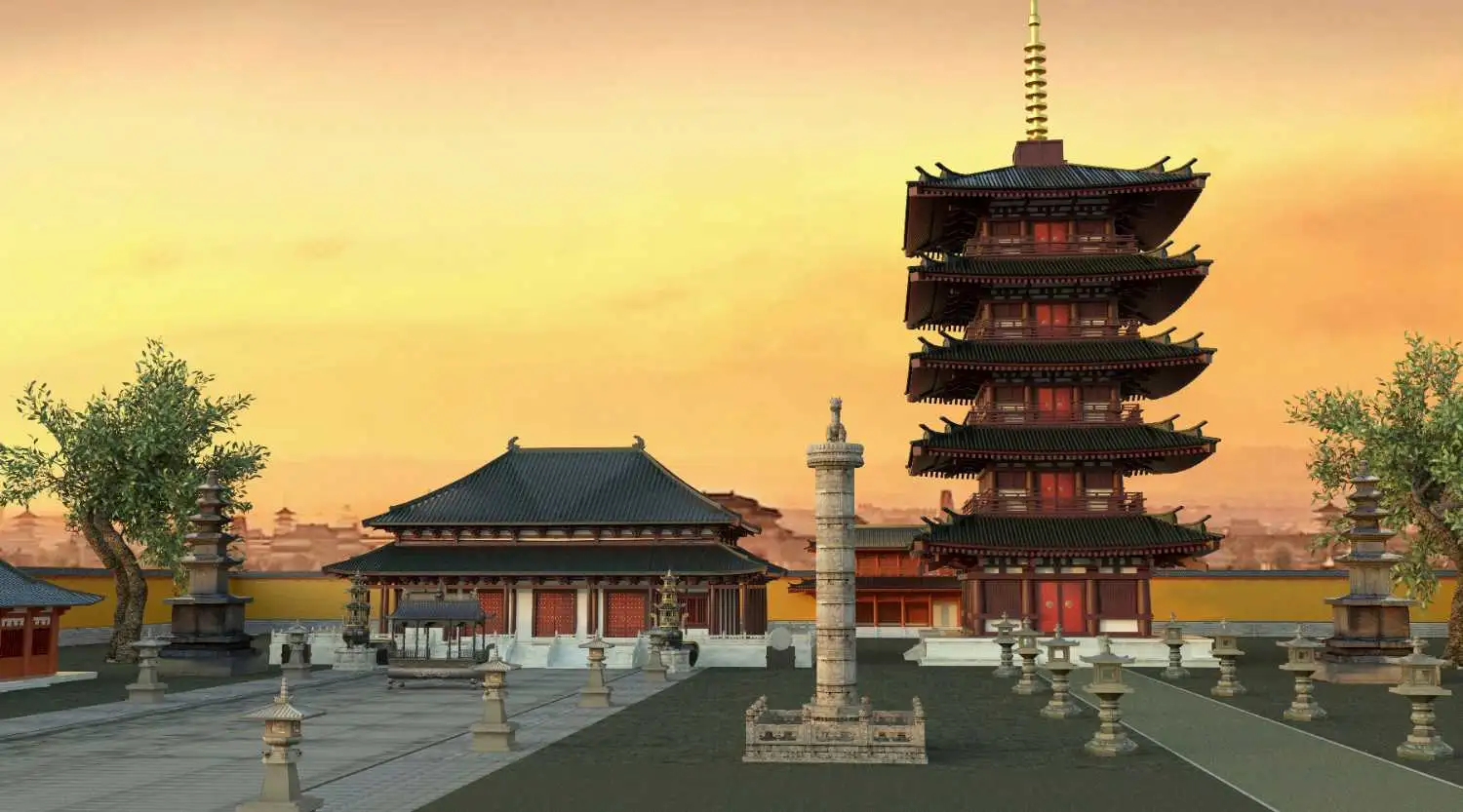 隋唐洛阳城天宫寺三维建模（Cinema 4D＋VRay）