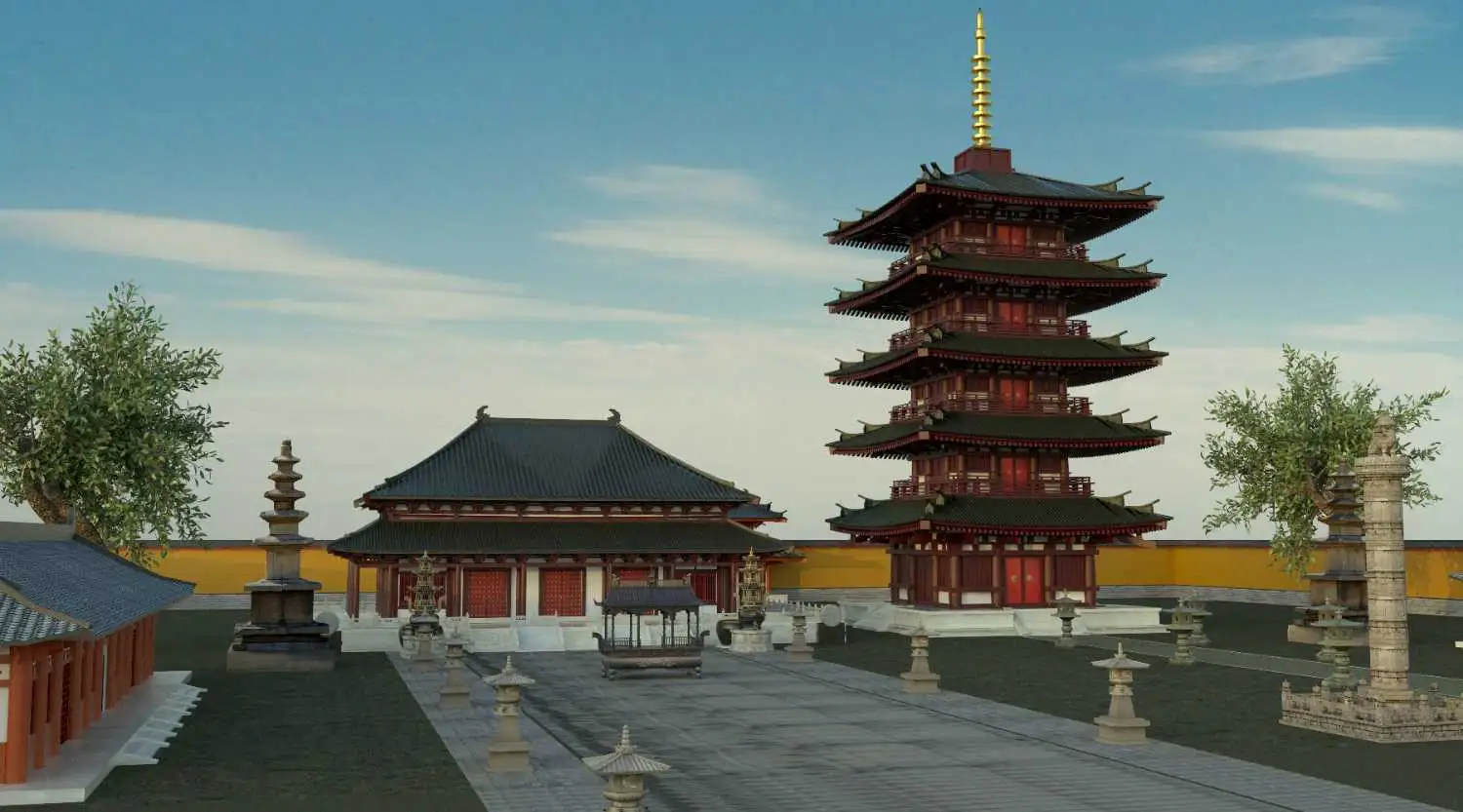 隋唐洛阳城天宫寺三维建模（Cinema 4D＋VRay） - C4D之家 - 天宫寺1.jpg