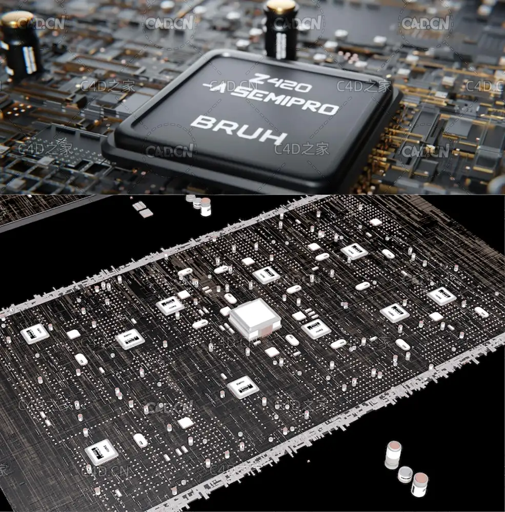 C4D主板芯片模型Motherboard