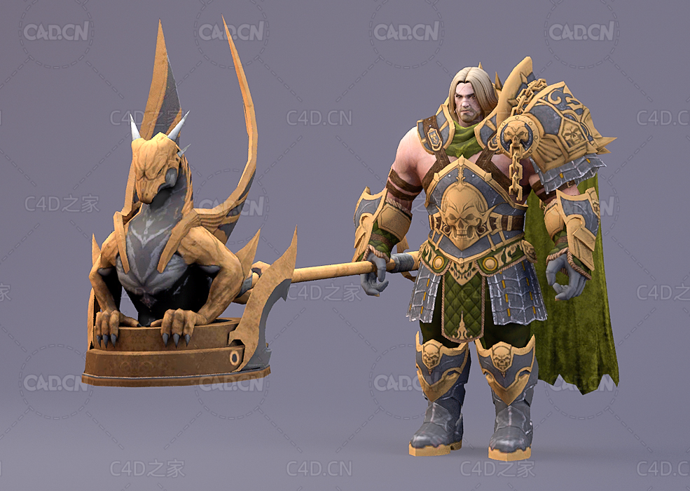 身披铠甲的勇士游戏角色人物C4D模型Saion