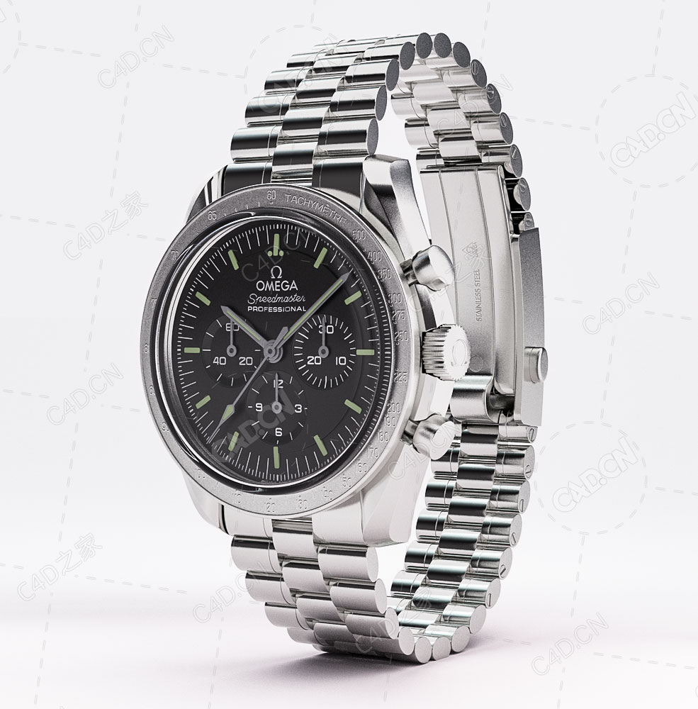 欧米茄超霸手表C4D模型omega speedmaster