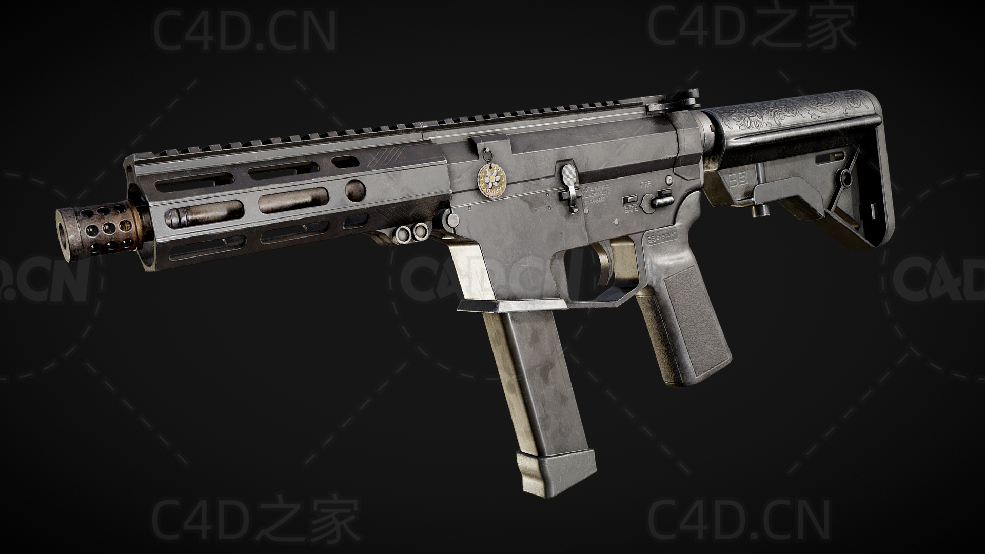 黑色冲锋枪C4D模型GAP 2DAE01 Adriaens Naomi Lowpoly - C4D之家 - 03.jpg