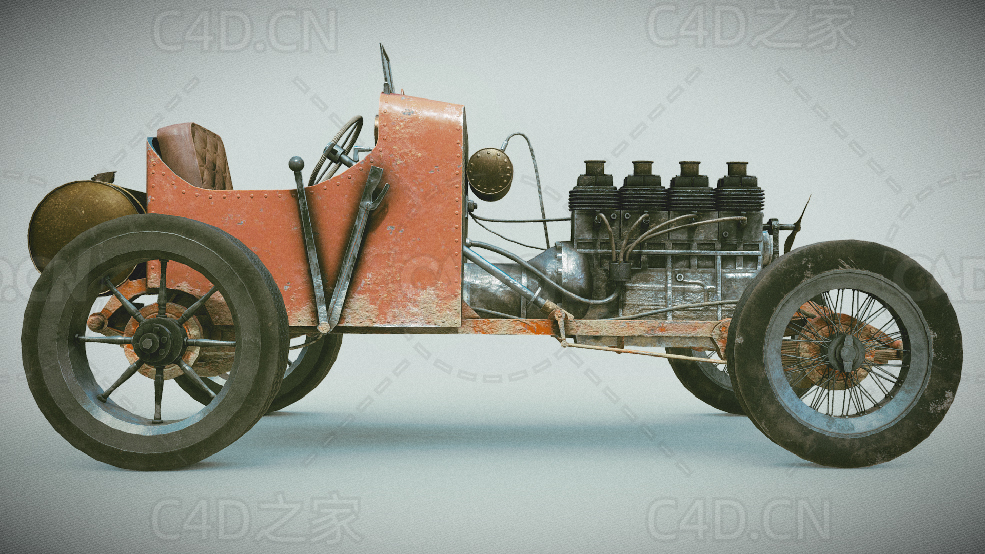 复古赛car敞篷老爷车C4D模型vintage racing car - C4D之家 - 01.jpg