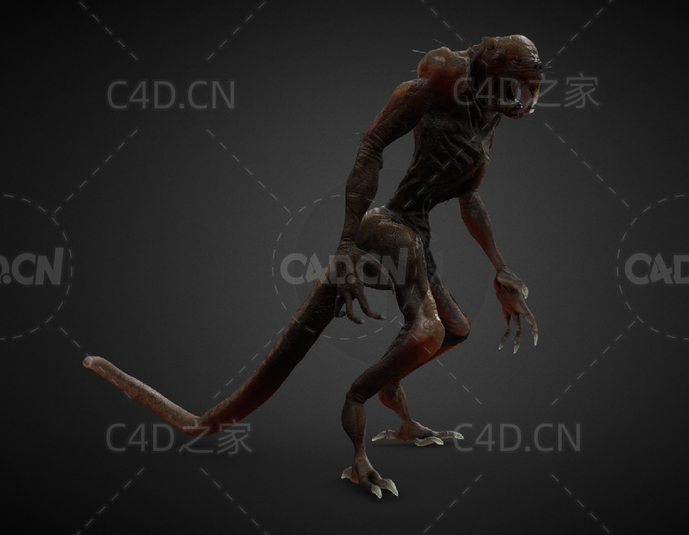 长尾变异怪兽C4D模型Ratx - C4D之家 - 04.jpg