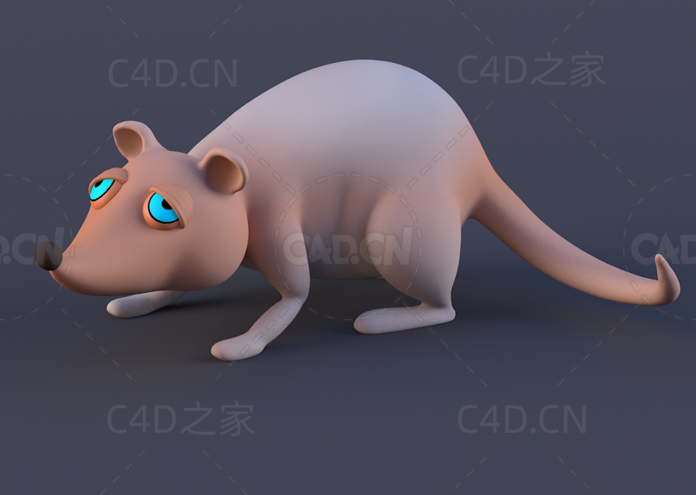 爬地上的光毛老鼠卡通角色模型day 19 - The Giant Rat - C4D之家 - 07.jpg