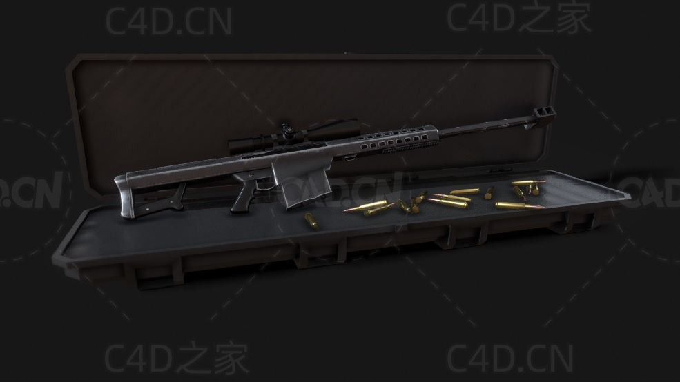 M82大口径狙击步枪C4D模型Barrett M82狙击步枪巴雷特M82 - C4D之家 - 15.jpg