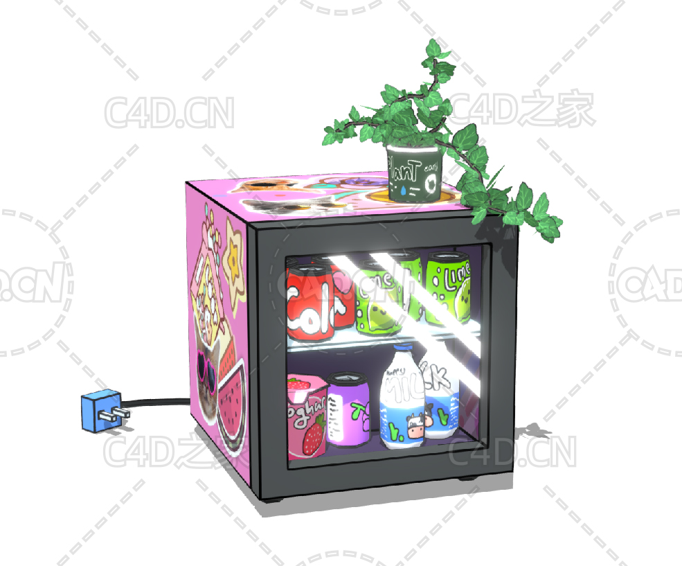 低面卡通迷你冰箱C4D模型Mini_Fridge - C4D之家 - 19.jpg