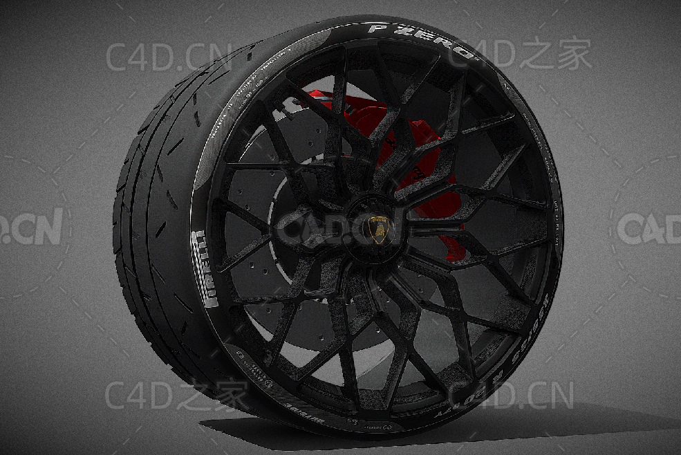兰博基尼汽车轮胎C4D模型LAMBORGHINI WHEELS
