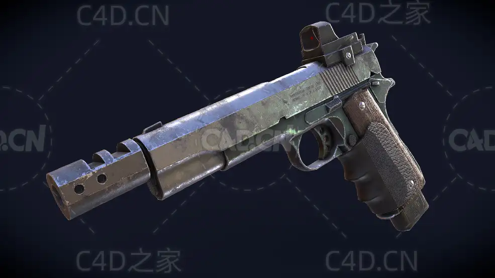 柯尔特手枪C4D模型Gun Low Poly