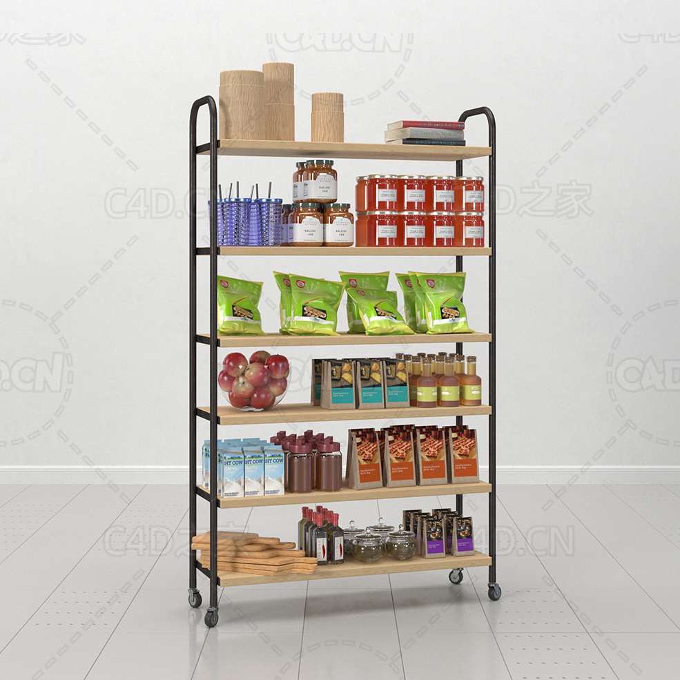 厨房食品调味酱果酱奶粉食品袋瓶子罐子菜板C4D模型 - C4D之家 - 26.jpg