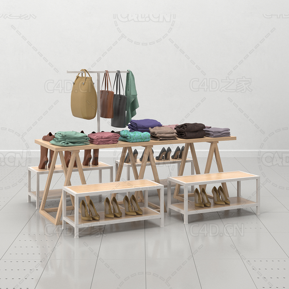 女鞋挎包衣服货架C4D模型