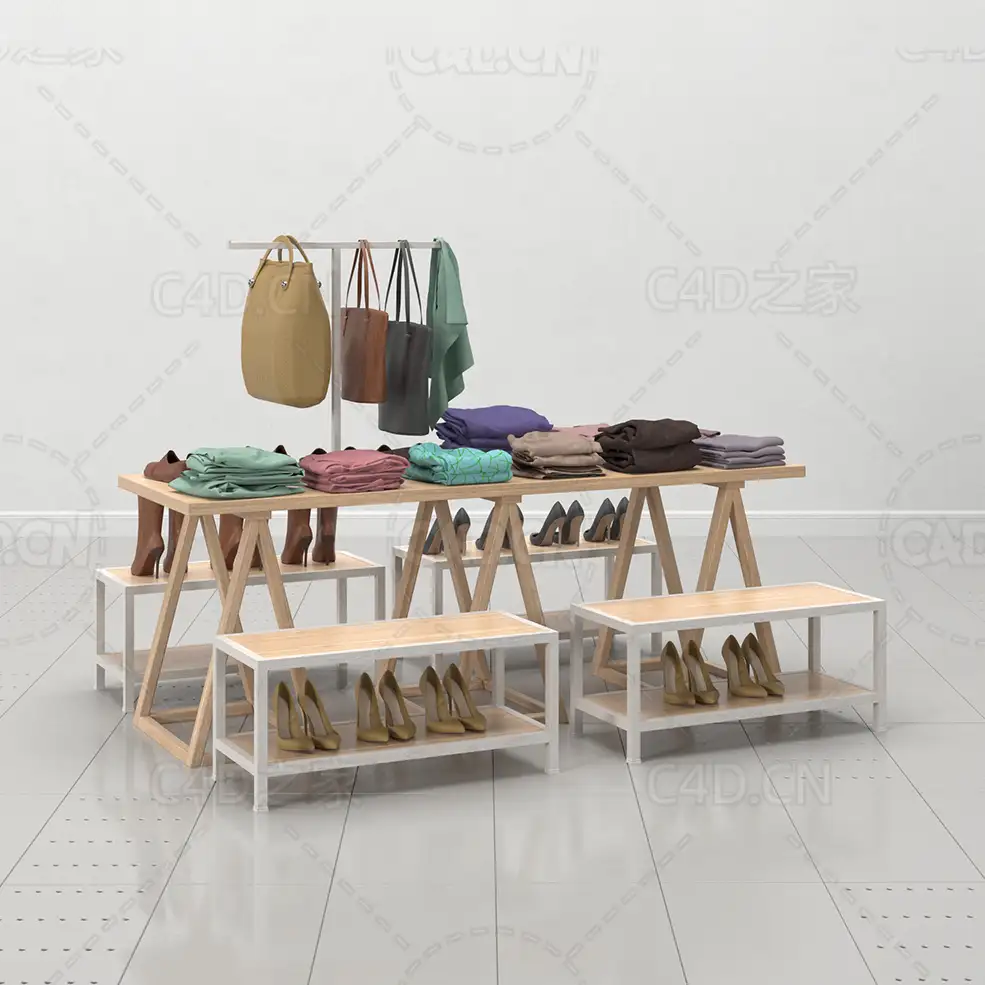 女鞋挎包衣服货架C4D模型