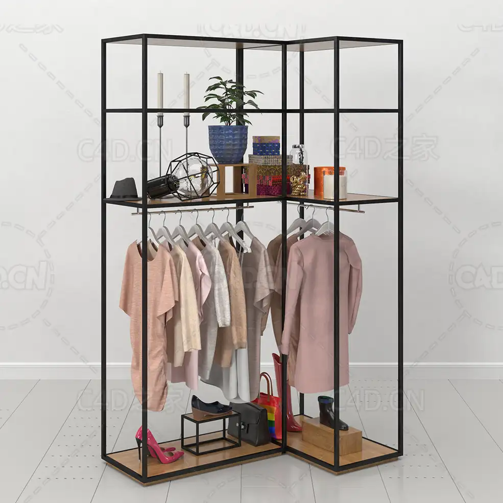 女装衣服架睡衣高跟鞋皮包帽子装饰品C4D模型