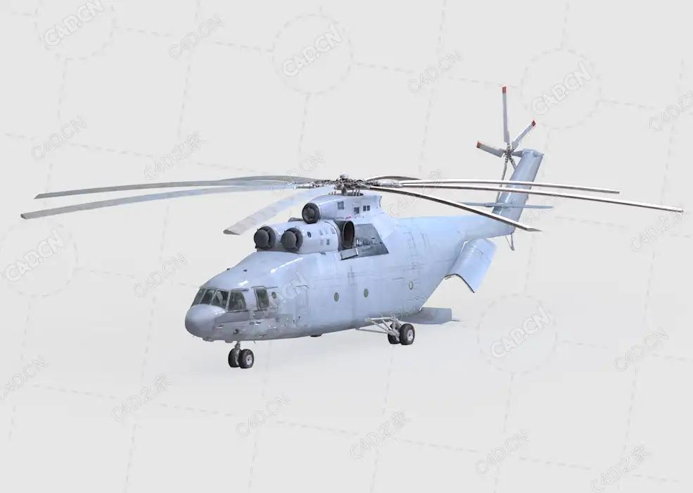 打开后舱门的米-26直升机C4D模型Helicopter mi26 opened