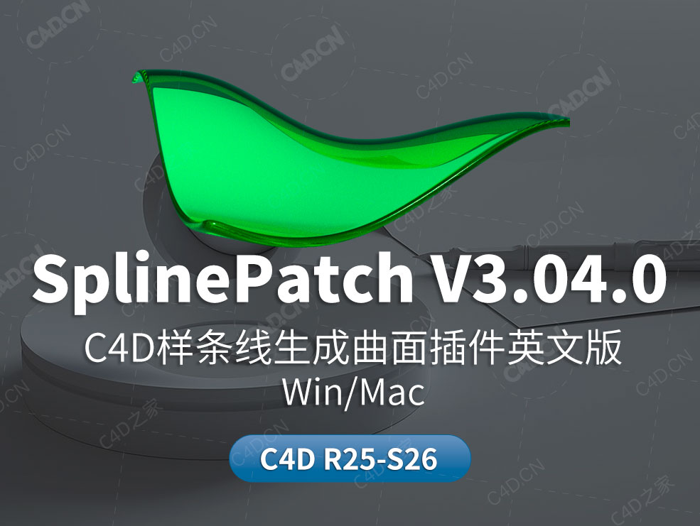 C4D样条线生成曲面插件 SplinePatch V3.04.0 For Cinema 4D R25-R26