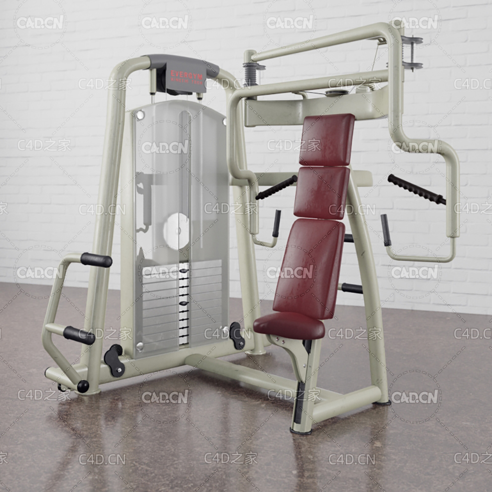 C4D坐姿式双向推胸手臂前推肌肉力量训练器械 - C4D之家 - 013.jpg