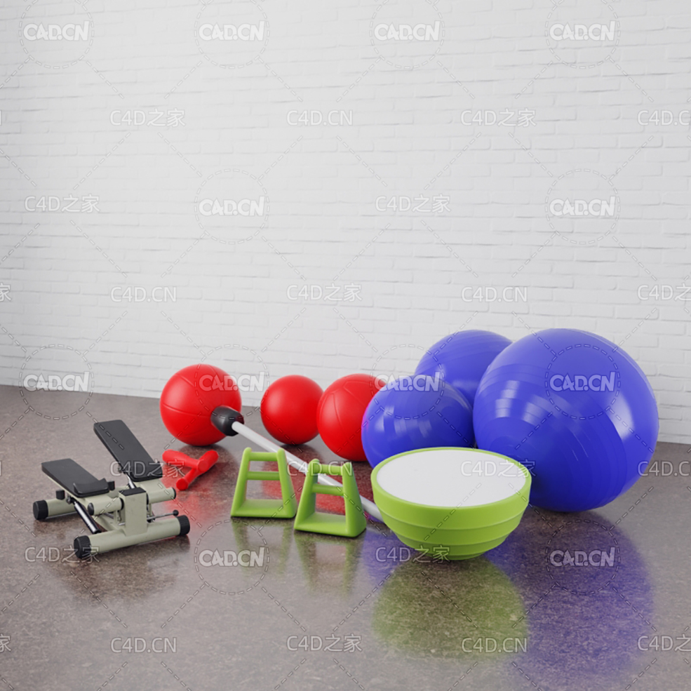 C4D踩踏机训练塑料球初级塑料哑铃 - C4D之家 - 020.jpg