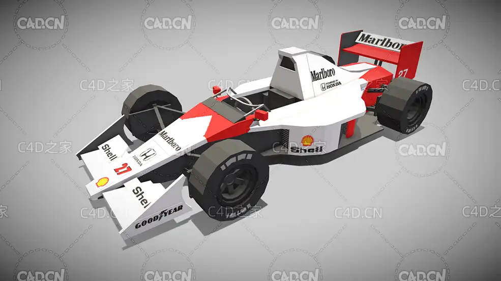 C4D低面多边形f1赛car模型