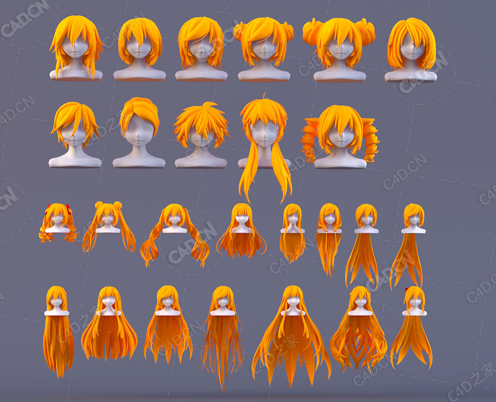 26个卡通女孩动漫人物头发发型C4D模型girl long hairs 3d model - C4D之家 - C4D-拷贝.jpg